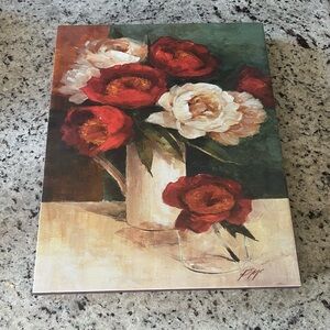 Floral Canvas Art with Red and White Flowers